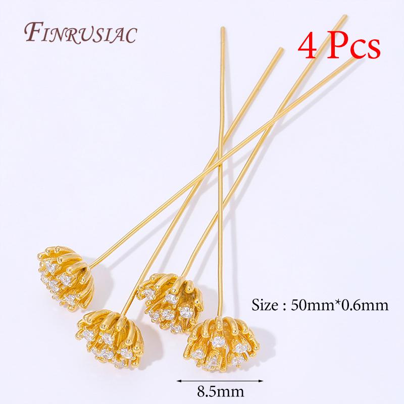 18K Gold Plated Head Pins DIY Earrings Findings,Brass Flower Head Pins For Jewelry Making Supplies Accessories