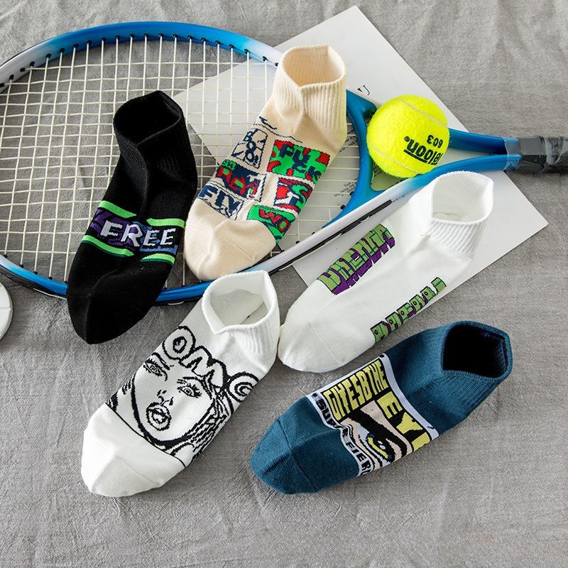 5 Pairs of Socks Men Boys Summer Thin Cotton Anti-odour Sweat Sports Youth Secondary School Students Basketball Socks