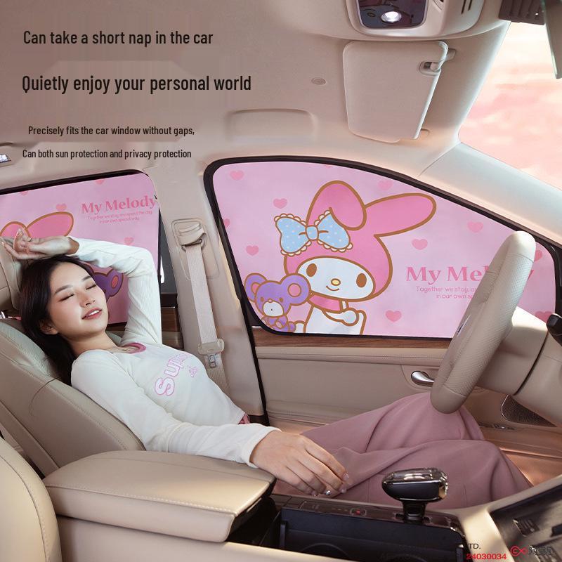 Sanrio Kuromi Magnetic Car Sun Shade Curtain for Heat Insulation & Baby Sun Protection