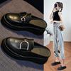 Summer New Muffin Bottom Half Slippers Women's One-pedal Women's Sandals Leather Loafers Women's
