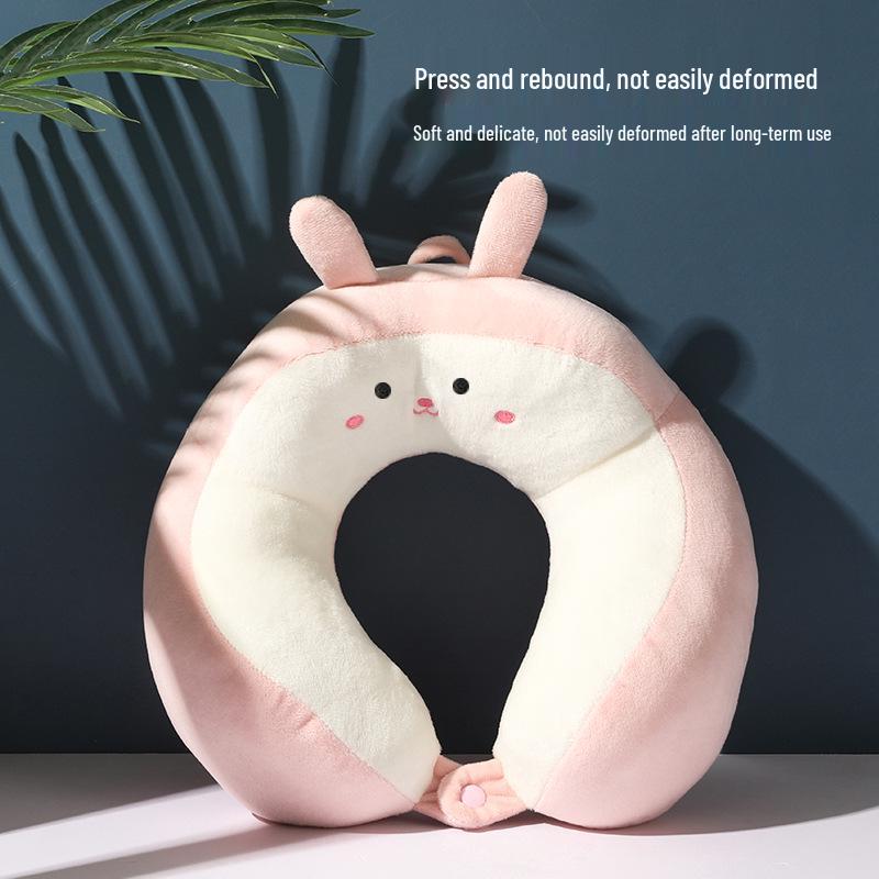 Cartoon U-shaped Neck Support Pillow - Crystal Velvet & PP Cotton