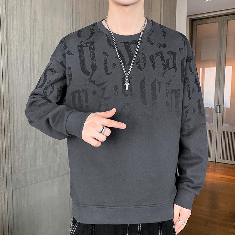 Men's Trendy Plus Size Fleece-Lined Loose Hoody, Autumn/Winter, Casual Round Neck