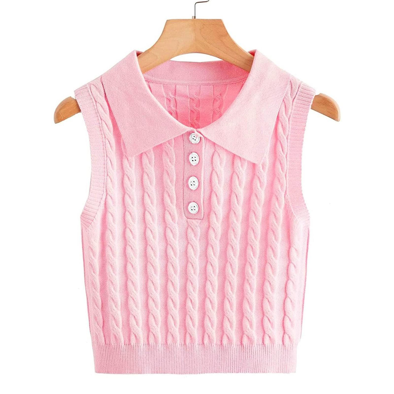 

Жіночий повсякденний пуловер з V-подібним вирізом, сорочка, светр без рукавів, без рукавів, жилет M рожевий