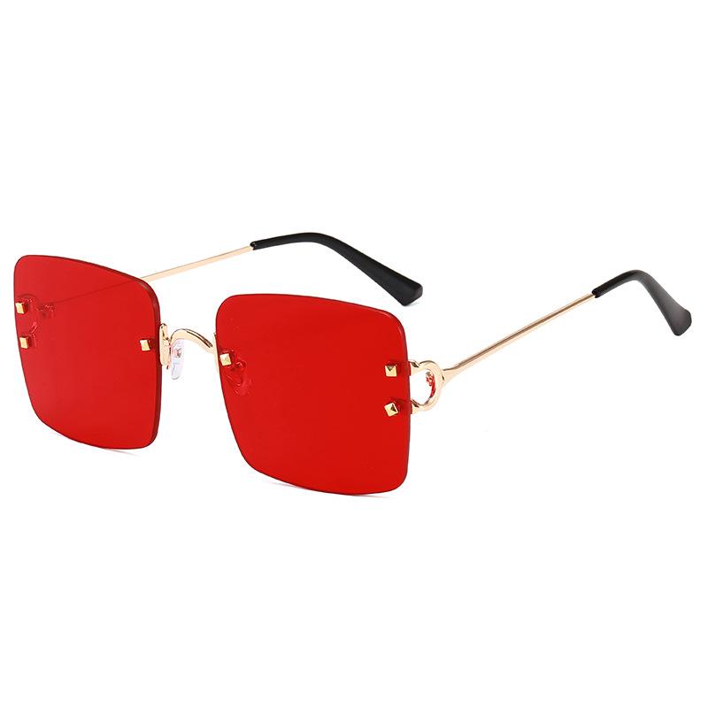 Square Shape Rimless ladies Sunglasses European American Style Sun Glasses ladies Driving Hiking Men Sun Glass