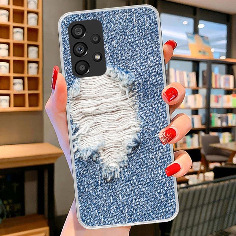Jeans Cowboy Denim Printed Phone Case For Samsung Galaxy A17 A37 A57 A16 A26 A36 A56 A15 A25 A35 A55 A14 A24 A34 A54 A13 A23 A33