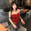 Summer ins pure desire sexy bow lace-up tube top women's summer slim-fitting slim-looking bottoming chest-wrapped top