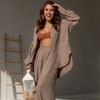 European and American women's clothing summer thin wear with sunscreen long-sleeved fashion foreign-style shirt wide-leg pants set
