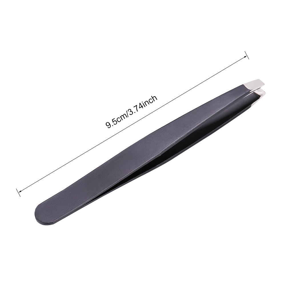 Black Stainless Steel Tweezer Set Flat Tip Point Tip Slant Tip Eyebrow Facial Hair Removal