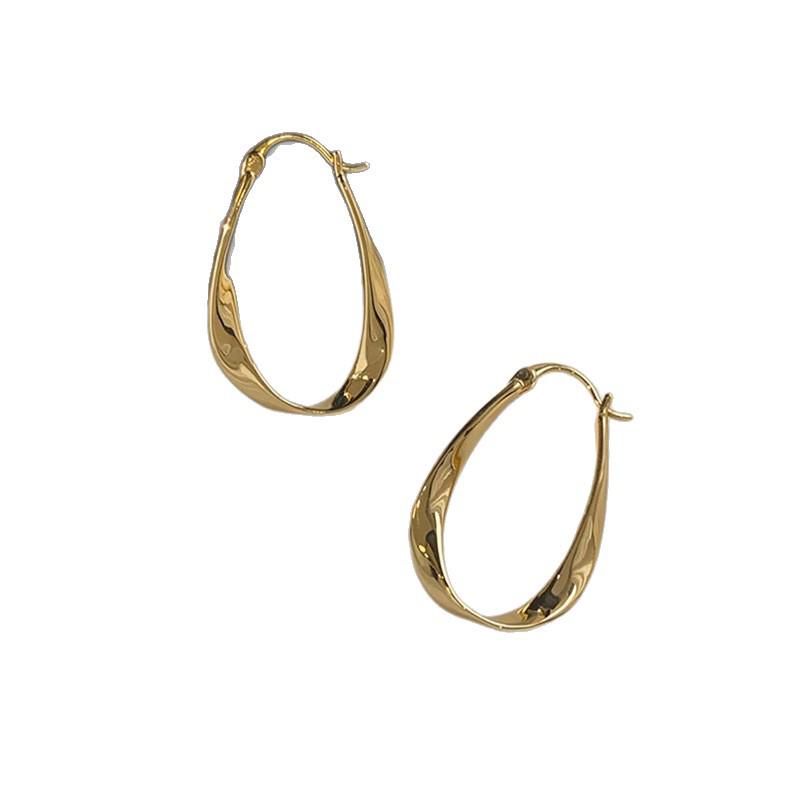 Elegant Niche Design Oval Teardrop Hoop Earrings for Women: Trendy Cold Style Jewelry