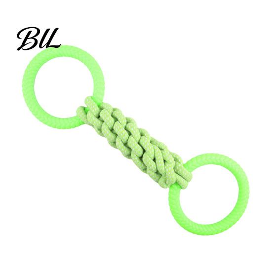 Strong Dog Chew Toy Pet Double Loop Design Cotton Rope Interactive Puppy Canine Bite-resistant Teeth Oral Health Safe Double-loop