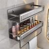 Space Aluminum Wall Mount Bathroom Shelf With Layer Storage For Toilet And Sink Area