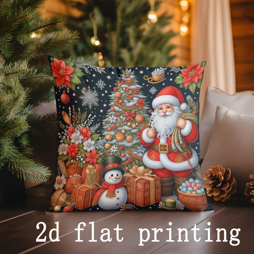 Home Decor Christmas Scenes Pillow Covers for Festive Home Pattern Cushion Cover Suitable for Sofa Bedroom Car Pillow Cover