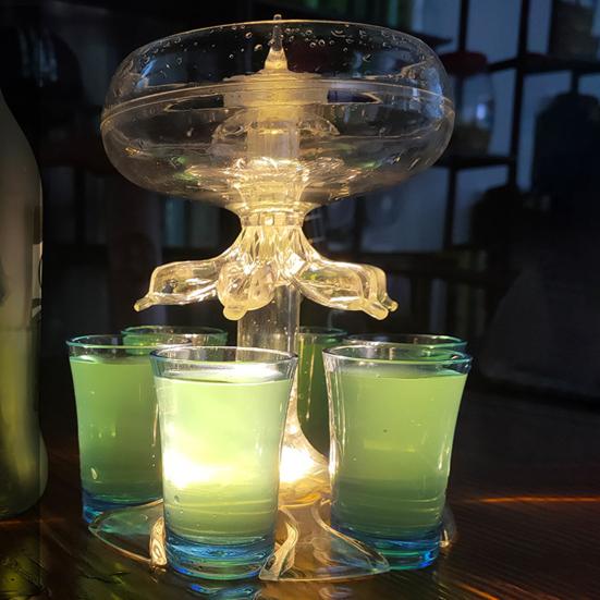 6-Shot Glass Dispenser with Light-Up Feature Elegant Wine Orderer Holder for Home Bar Party Halloween Supplies