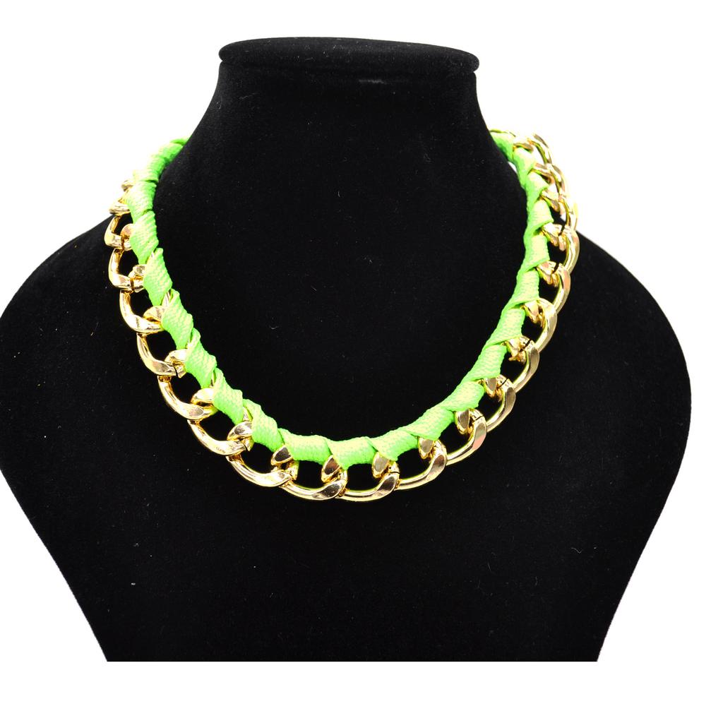 Trendy Big-Name Fluorescent Necklace, Jewelry Fashion Chain Woven Webbing Necklace