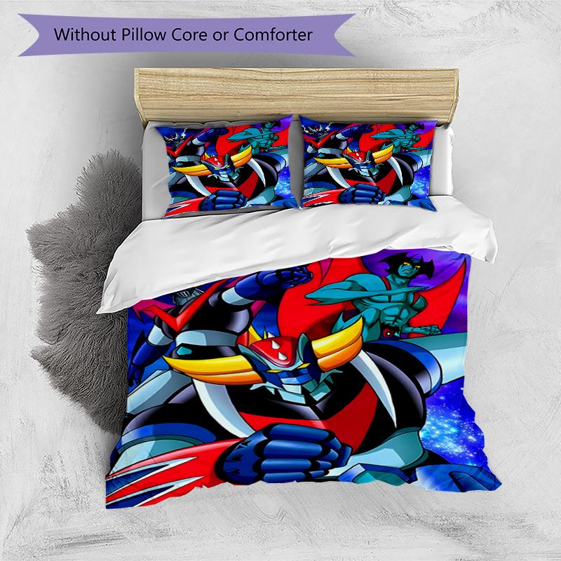 3pcs UFO Robot Grendizer7 Design Cover Set - HD Printed Bedding with 1 Cover and 2 Pillowcases - Perfect for Home and Dorm Decor