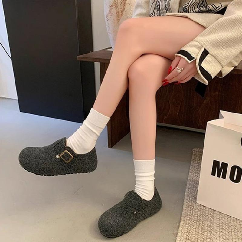 Women's Velvet Warm Flat Shoes Autumn and Winter Fluffy Shoes Lazy People Wear Cotton Shoes Outside