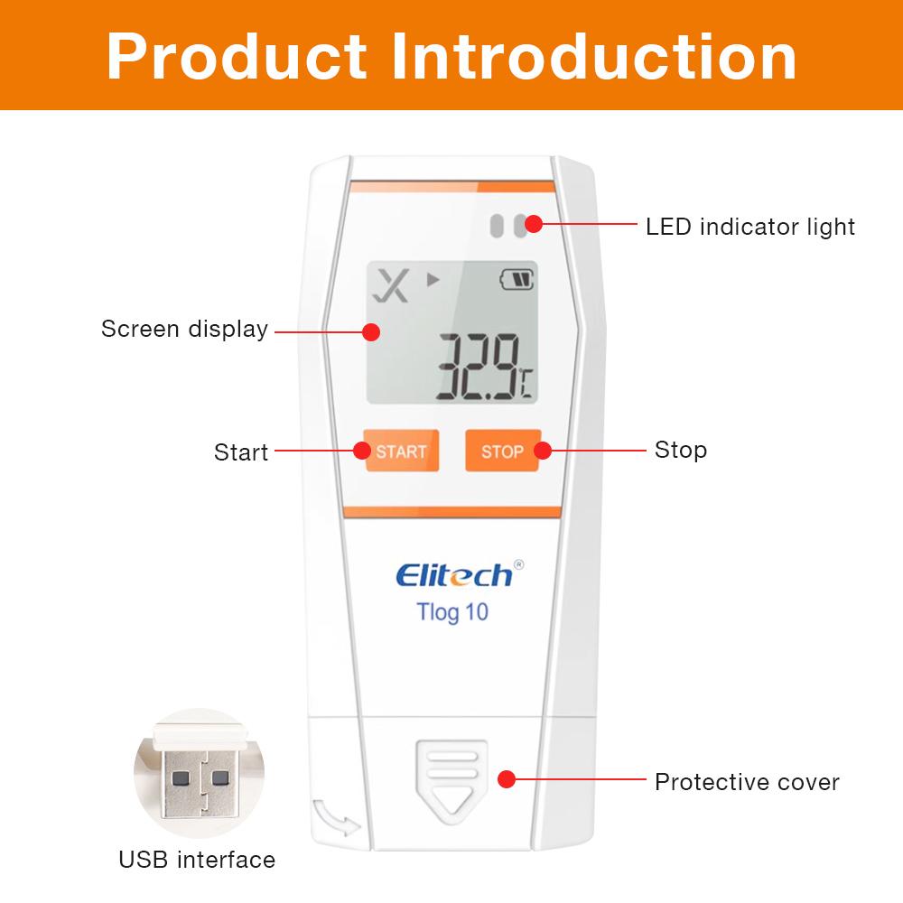 USB Temperature Data Logger 32000 Capacity Humidity Data Logger Reusable RH TEMP Recorder Refrigerated Cold Chain Transport