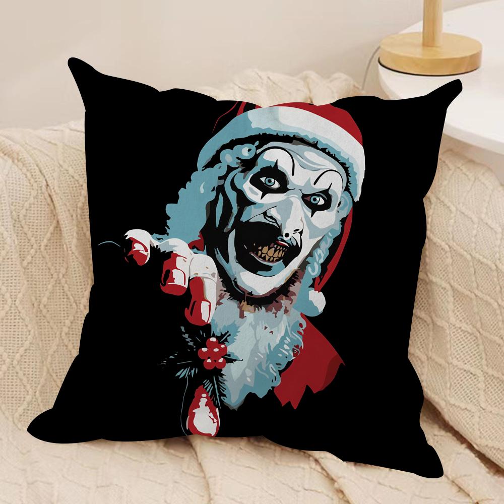 Federa Cuscino Horror T-Terrifier Tessuto Morbido Peluche Stampa Double-Sided Copricuscino per Divano Per Tutte le Stagioni Decorazione Casa Regalo