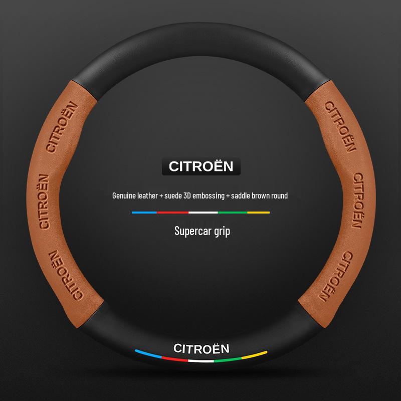 Universal Non-Slip Suede Steering Wheel Cover for Citroen: All-Season, Breathable Design for Men and Women