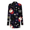 Women's Christmas Print Irregular Long Sleeve Cardigan With Pocket Jacket