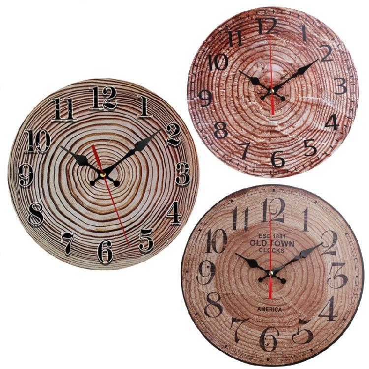 Vintage Wood Clock Hanging Wooden Ornament  Room Wall Decoration