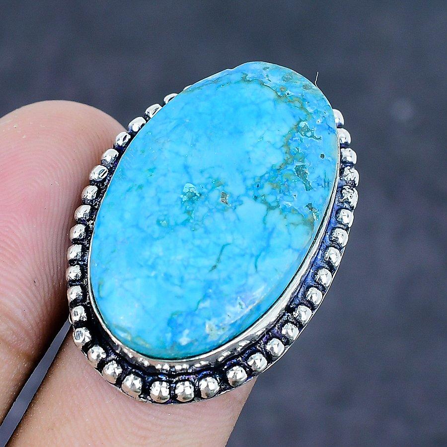 Tibetan Turquoise Gemstone 925 Sterling Silver Jewelry Ring Size 7
