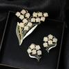 Classic Elegant Women Girls Fashion Lily of the Valley Flower Badges Pin Exquisite Lady Dazzle Floral Shining Brooch Jewelry