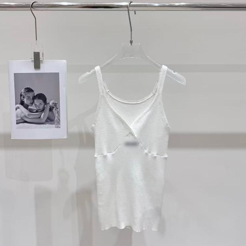 

Nan You Summer Thin Fit V-Neck White Knitted Camisole One Size