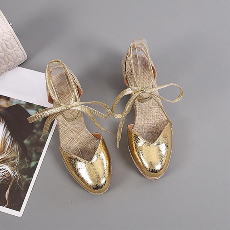 Fashion Women Wedges Sandals Ankle Strap Woman Espadrilles Narrow Band Closed Toe Female Summer Shoes Ladies Platform Sandal New Shoes