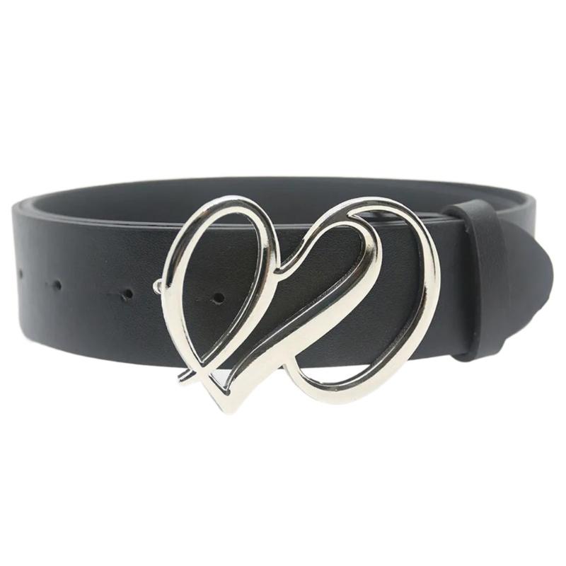 

Fashionable PU Leather Belt with Heart Buckle Elegant Waist Belt Showcasing Your Charm Suitable for Various Occasion чорний