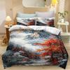 3D Cherry Blossom Flower Ink Painting Bedding Set Boys Girls Duvet Cover Pillowcase Set Teen & Adult Bedroom Collection 2/3pcs