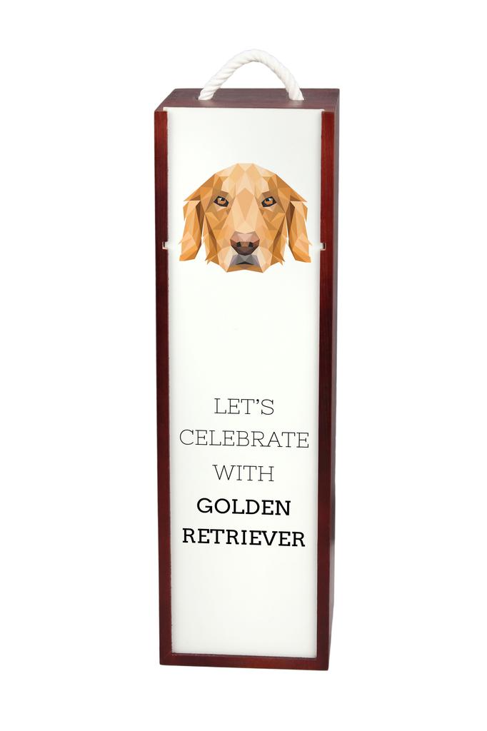 Golden Retriever - Geometryczne Pudełko Ze Zdjęciem I Napisem Na Wino Marki Art-Dog