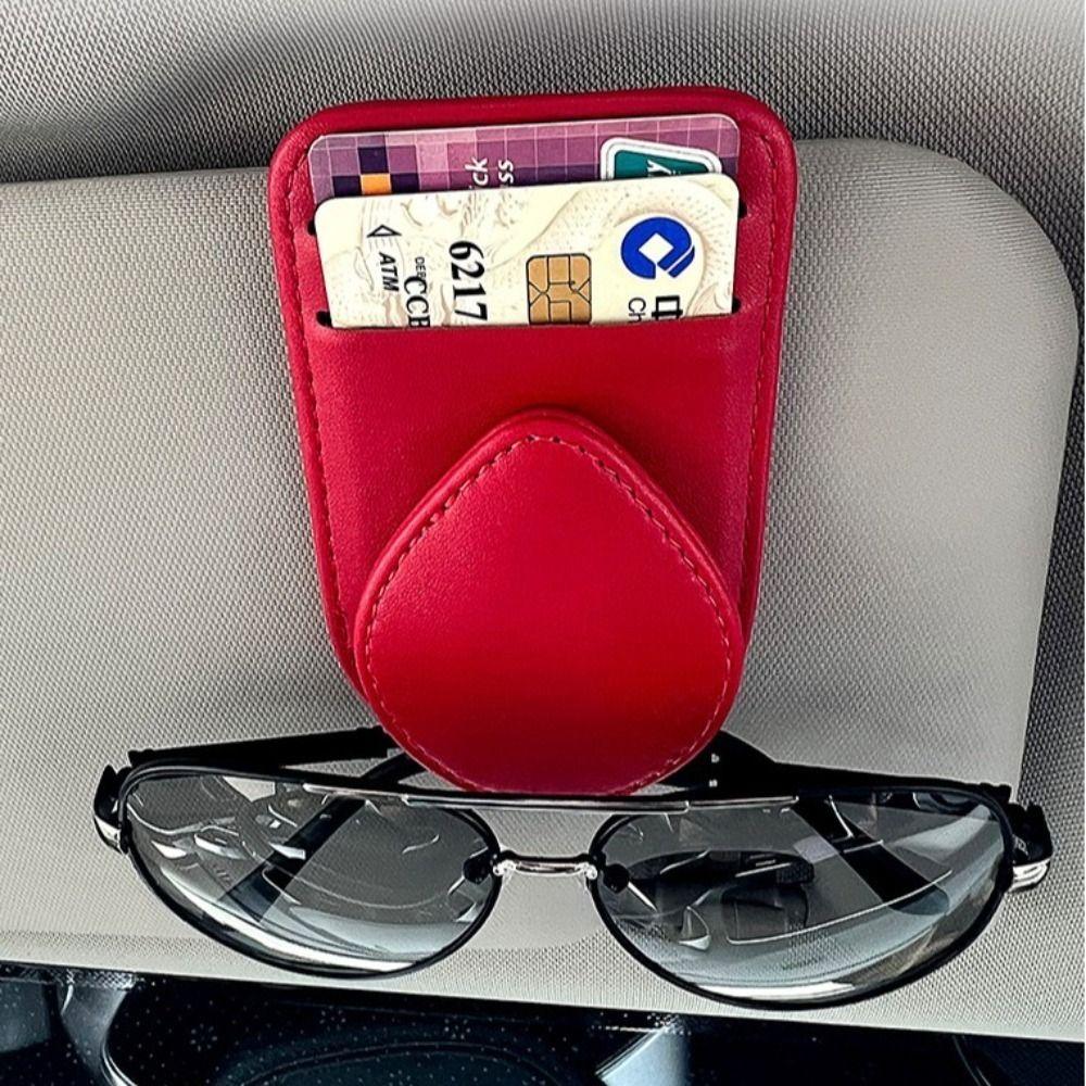 PU Leather Auto Glasses Clip Universal Sun Visor Storage Bracket Car Sunglasses Holder  Sunshade