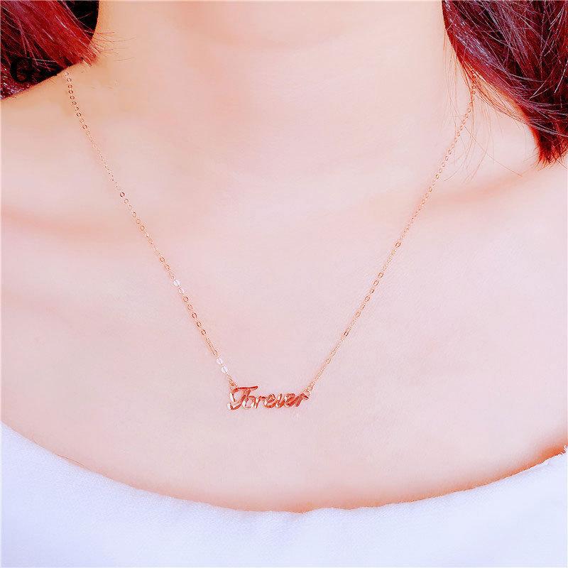 Color Gold Purple Gold Shiny Letter Necklace Niche Cold Plated Rose Gold Set Chain