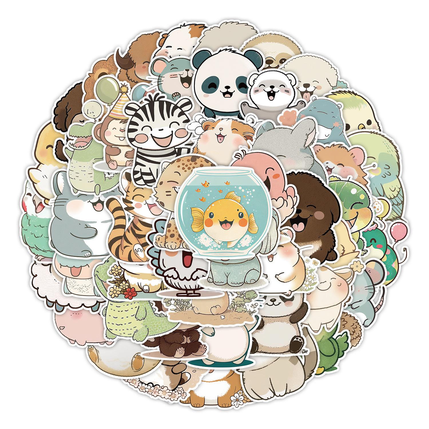 

50 Happy Small Animals Graffiti Stickers Car Mobile Phone Suitcase Decoration Stickers Waterproof Creative Children s Stickers