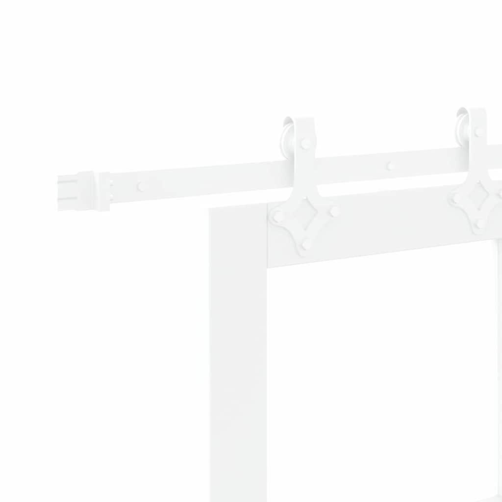 Sliding Door White 93 X 211 Cm Solid Pine Wood and Glass