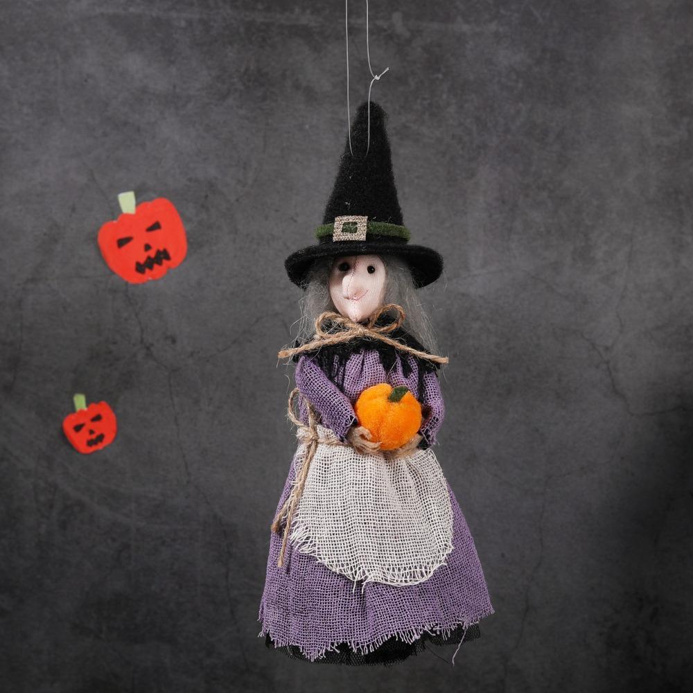 Funny Broom Witch Decoration Hug Pumpkin Halloween Witch Pendant  Haunted House
