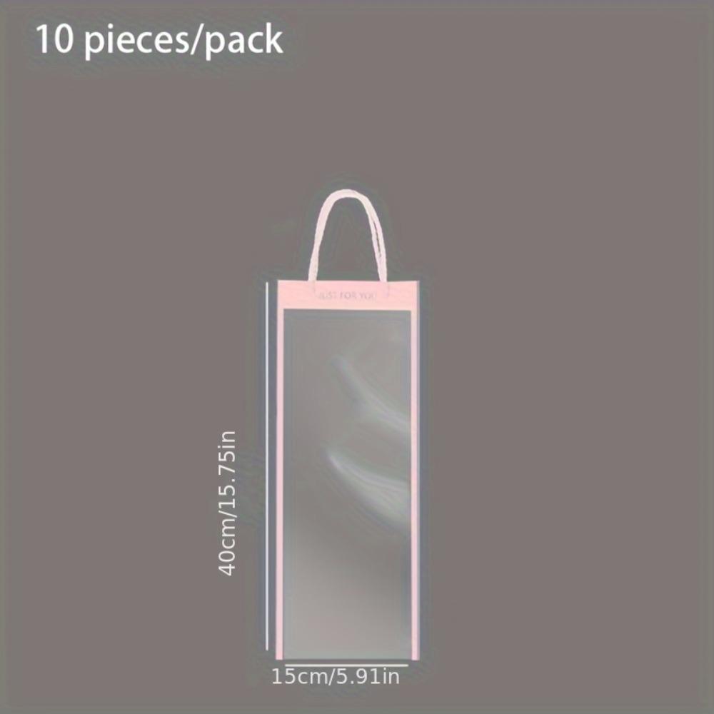 

10 Pcs Polyester Cord Handles Clear Flower Packaging Bags Flower Bouquet Gift Bags Wedding Pink S