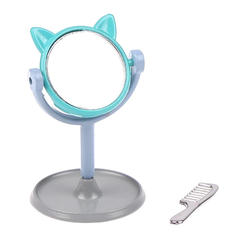 1:12 Scale Doll House Miniature Vanity Mirror With Comb Set For Realistic Scene Setting Decoration Doll Accessories