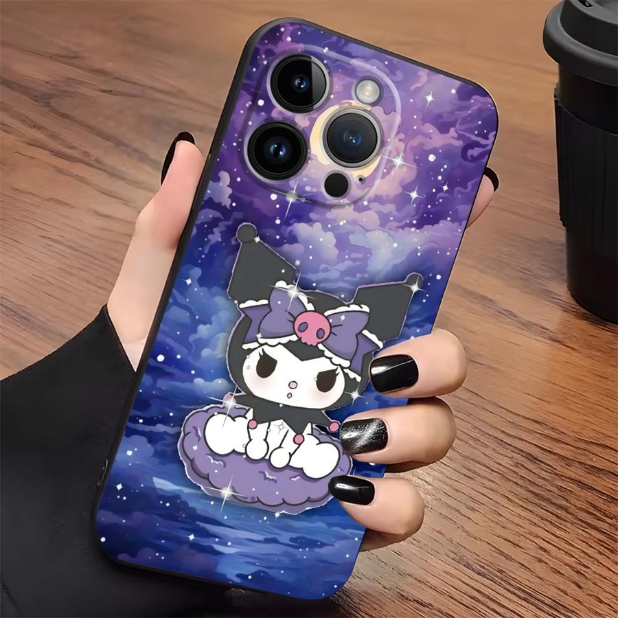 Cute Sanrio Kuromi Case for iPhone XR 17Air 7 8 13 12 11 17 Pro Max 15 16 14 Plus XS Max Black Soft Phone Cover