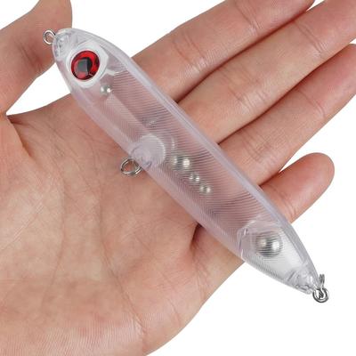 2Pcs Unpainted Fishing Lures Crankbait Blanks Pencil Baits with 3D Fishing Eyes Walleye Trout Bass Fishing Topwater Lures