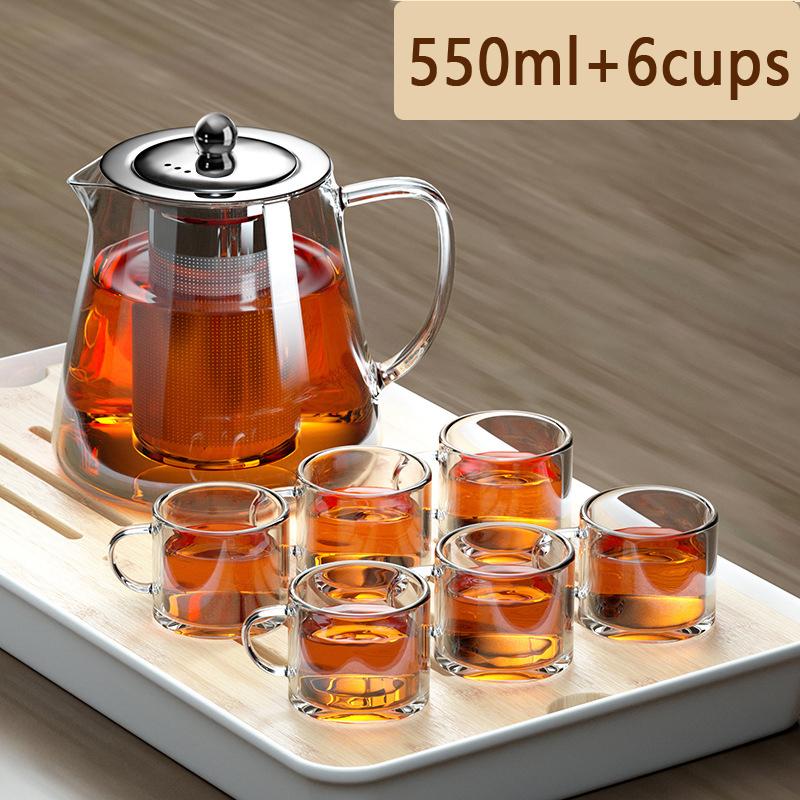 Heat Resistant Glass Teapot with Stainless Steel Tea Strainer High Heat Resistant Infuser Flower Kettle Kung Fu Tea Pots