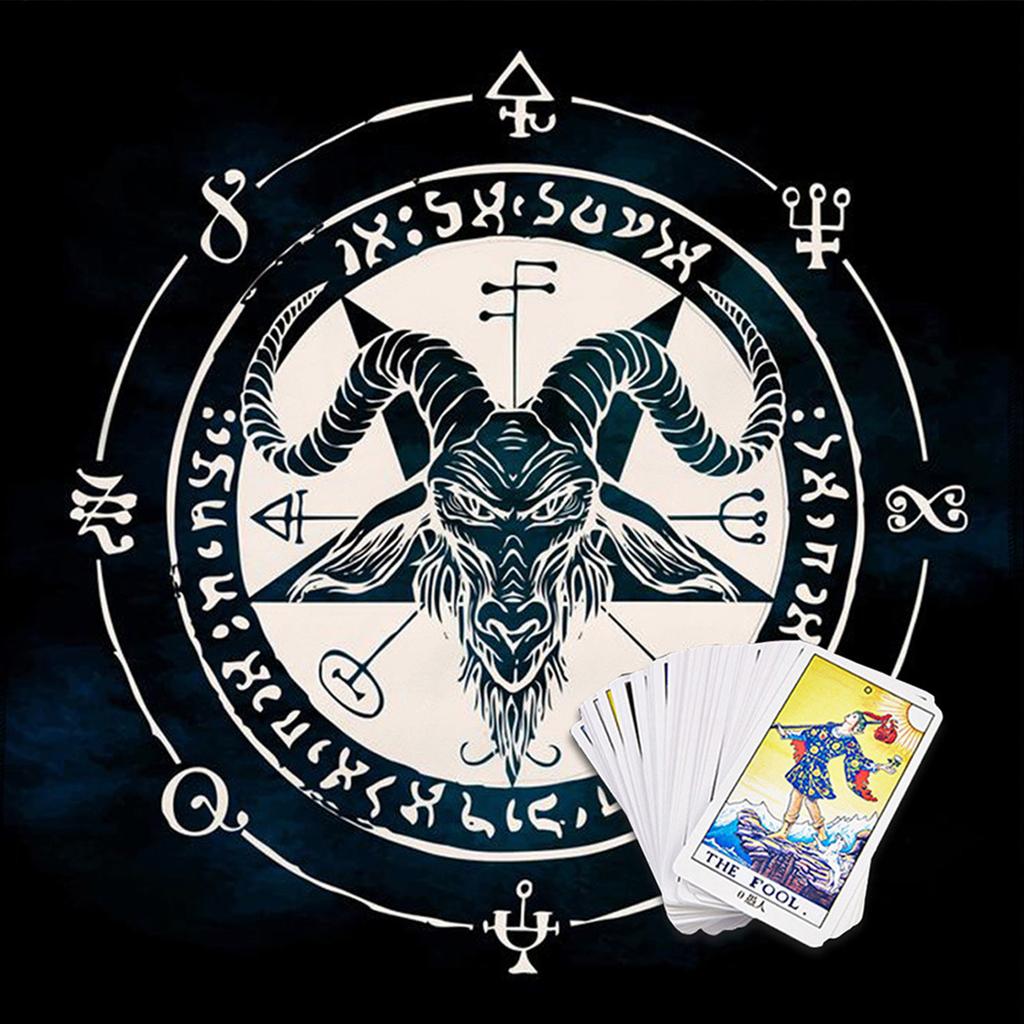 Mantel de Tarot Adivinaciones Rúnicas Cubremesa Oráculos de Astrología Tapete para Juego de Mesa Forma Cuadrada Péndulo Mantel de Altar