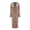 Coffee Mohair Cardigan Knitted Dress Women's Autumn and Winter Wear High-end Lazy Wind Soft Waxy Long Sweater Skirt
