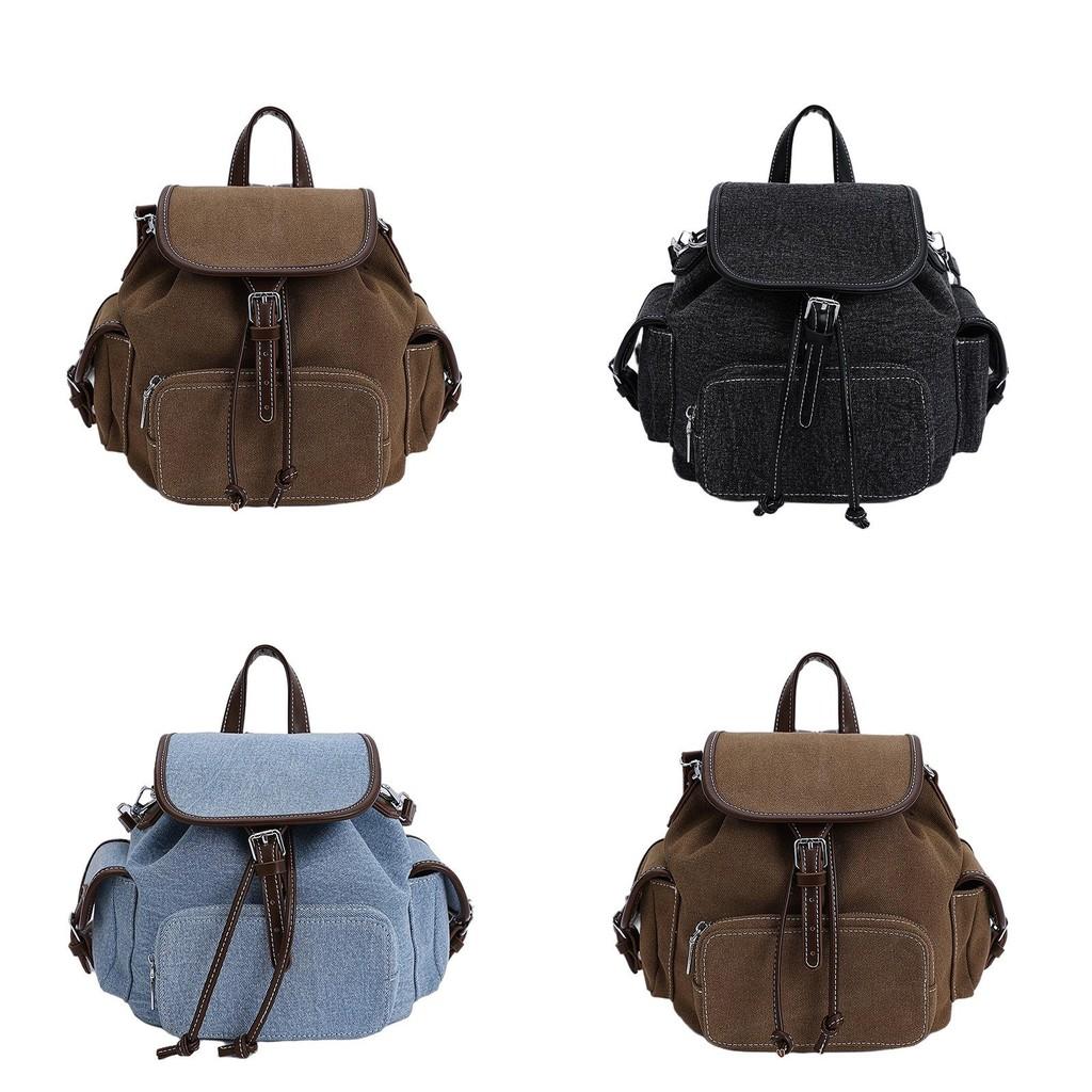 Denim Canvas Backpack For Travel And Adjustable Straps For Casual Use