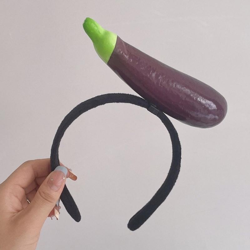 Novelty Knitted Headbands Stuffed Vegetables Hairbands Comfortable Costume Headpiece for Party Costume Accessory