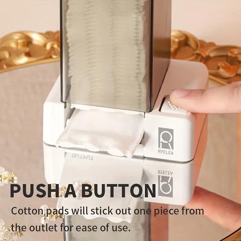 Automatic Cosmetic Cotton Box Press Type Cotton Pad Dispenser Makeup Organizer Dustproof Makeup Cotton Storage Box Home Gadgets