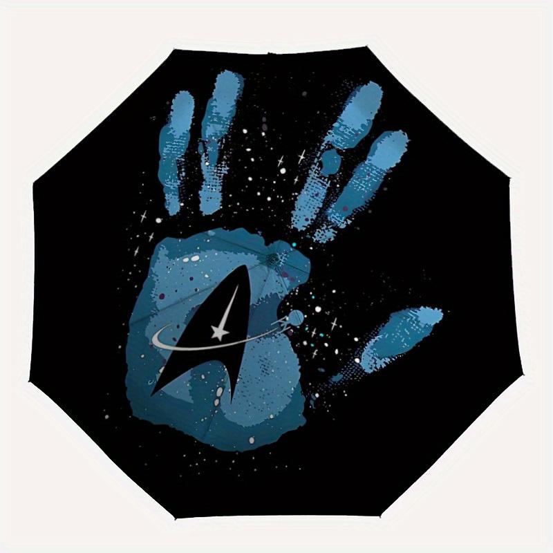 

1pc STAR TREK Self-Folding Umbrella, 8-Bone Compact Travel Umbrella, Durable Plastic And Iron Frame094