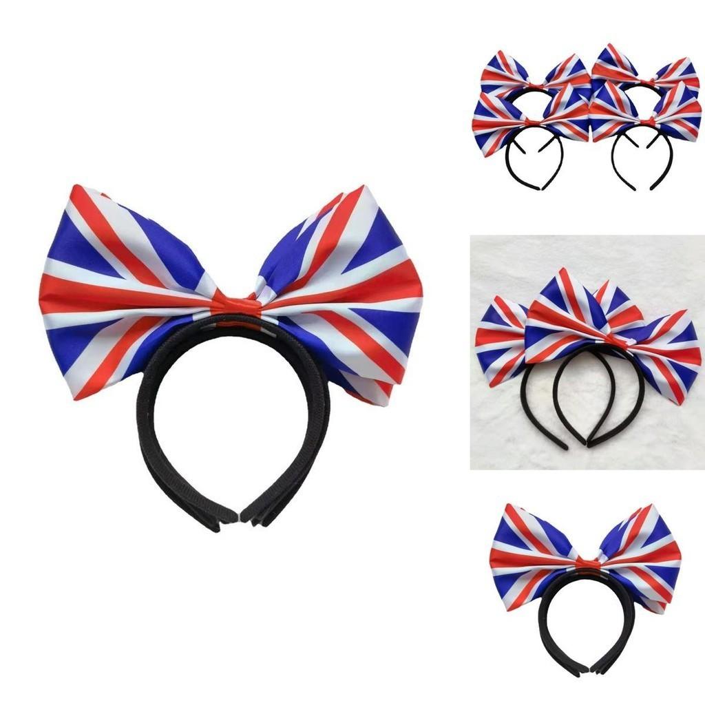 British Union Jack Bow Tie Headband Hairband For Platinum Jubilee Celebrations Unisex