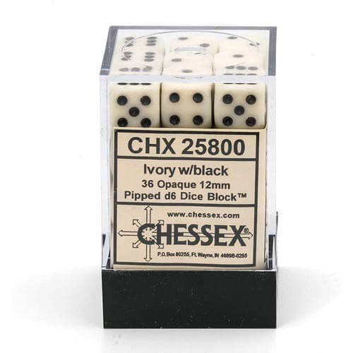 D6 Dice Opaque 12mm (36 Dice)